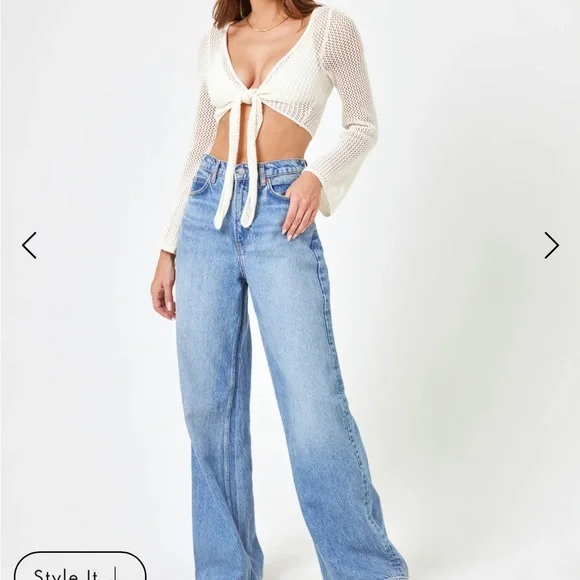 L*Space Los Cabos Top and Soliel Sarong Cream Swim Coverup set knit crochet - Picture 7 of 7